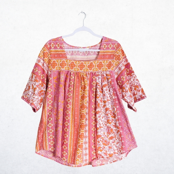 The Vermont Country Store Colorful Bohemian Blouse Women's Large - Picture 2 of 4